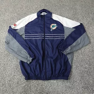 Miami Dolphins Jacket Mens Large Blue White NFL Football Outdoor Zip Windbreaker - Picture 1 of 12