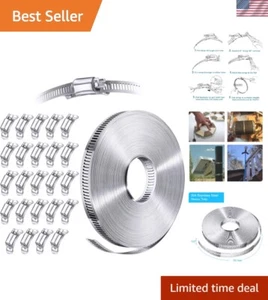 Versatile 304 Stainless Steel Hose Clamp System - 50 FT + 24 Fasteners Included - Imagen 1 de 8