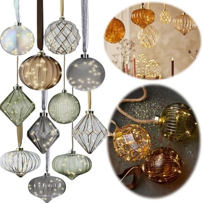 Design XL LED Glas Deko Licht-Kugel 6 Std. Timer WarmWeiß Batterie Band Tau Seil - Bild 1 von 4