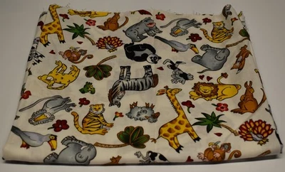 ALEXANDER HENRY FABRICS noah's friends 1/2 YARD zebra sheep giraffe hippo panda - Image 1 of 4