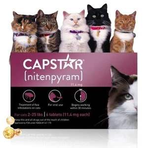 Capstar Nitenpyram 11,4 mg 6 Tabletten für Katzen 2-25 lbs läuft über 2027+ * - Bild 1 von 9