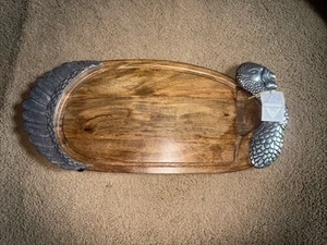 Vintage Mid Century Zinn & Holz Türkei 23" Schneidebrett Made in India - Bild 1 von 7