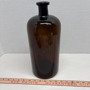 Grande bottiglia medicina farmacia vetro antico 13,5" vetro ambrato vetro marrone - Foto 1 di 11