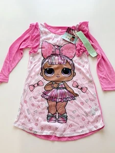 Girls L.O.L. LOL Surprise! Doll One Piece Nightgown Gown Pajamas Hair Tie Sz 4/5 - Picture 1 of 4
