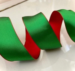 Christmas RIBBON REVERSIBLE WIRED EDGE Ribbon 5 Yards. Red & GREEN Ribbon 1.5” - Picture 1 of 3