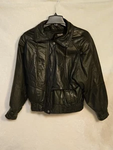 Chaqueta negra de cuero para mujer Wilson talla S bolsillos con cremallera completa moto con forro - Imagen 1 de 16