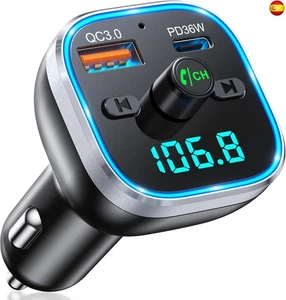  Mohard Bluetooth Coche 5.3, 54W [PD &amp; QC 3.0] Cargador Rápida Transmisor   - Imagen 1 de 7