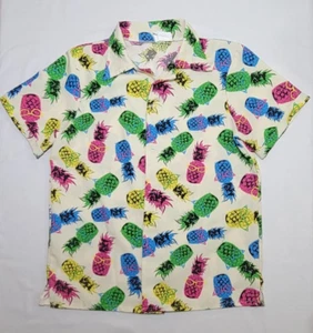 FUNNY FASHIONS SHORT SLEEVE HAWAIIAN BUTTON UP SHIRT PINEAPPLES MEDIUM 38-40 - Picture 1 of 12