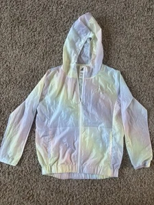 Adidas Girl Kids Iridescent Pastel Sheer Lightweight Zip Up Windbreaker Jacket - Picture 1 of 5