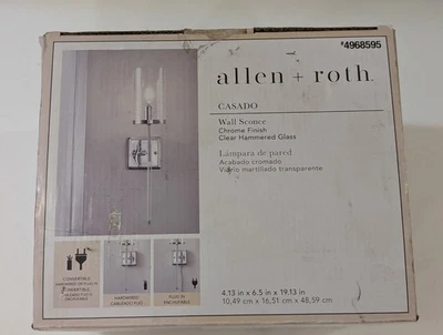 Allen + Roth Casado 壁灯 铬 透明 锤状玻璃 4968595 — 第 1/4 张图片