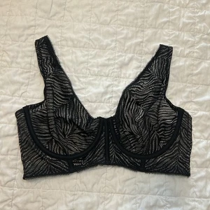 Victorias Secret Plunge Bra Lace Unlined Underwire Womens 36C Black - Picture 1 of 3