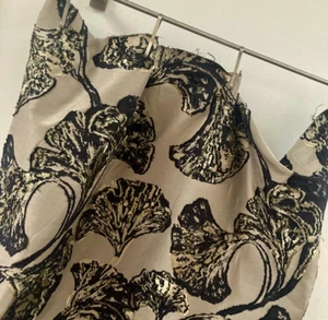 "design tessuto!"Offerta % Ginko*Taffetà dei sogni tessuto ricamato a metraggio torrone/nero Jab - Foto 1 di 13
