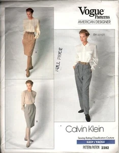 Vogue 2392 Misses 12 to 16 Calvin Klein Skirt and Pants Uncut Sewing Pattern - Picture 1 of 2