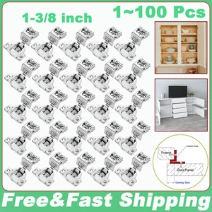 1~100X Cerniere per Armadio 1-3/8" Sovrapposizione Soft Close Face Frame 105° Compatte Artigianali - Foto 1 di 11