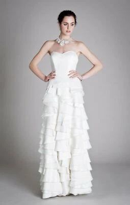 Temperley Dragon Silk Layer Fold Wedding Bridal Gown Maxi Designer Dress 8 - 10 - Image 1 of 4