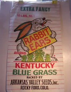 Vintage RABBIT EARS brand KENTUCY BLUE GRASS 10lbs cloth sack - Picture 1 of 1