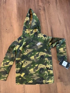 NWT Nike Boy's 5 Camoflage Fleece Hoodie Youth Olive Gr Camo Sweatshirt Hunting - Picture 1 of 3