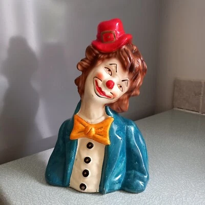 Vintage Circus Clown Hand Painted Money Box VGC  - Image 1 of 4