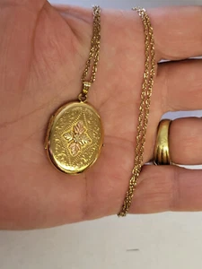 Vintage Coleman Co. Black Hills Gold 14K Gold Filled Four Photo Locket 22 Inch - Picture 1 of 16