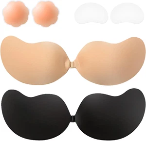Sticky Bra Adhesive Push up Invisible Strapless Bras for Women 2 Pairs Reusable - Picture 1 of 12