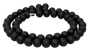 😏 Muschelkernperlen schwarz matt Kugeln 8 mm Perlen Strang Muschelperlen 😉 - Bild 1 von 1