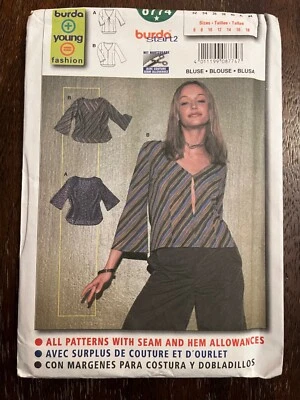 Burda 8774 UNCUT Sewing Pattern, Misses' Blouse, Size 6-18 - Image 1 of 2