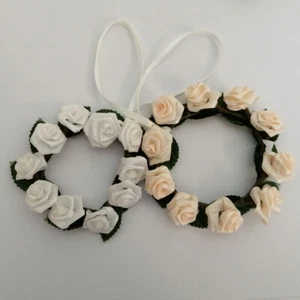 Candle Rings Napkin Rings Wreath Dior Roses Rose Wedding Baptism White or Cream - Picture 1 of 14