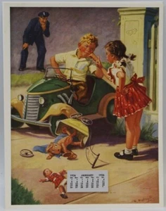 Vintage 1936 'The Last Word' Pedal Car Dick & Jane Calendar.  Cute paper piece. - Picture 1 of 1