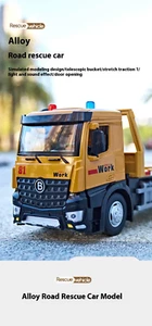 Large Flatbed Trailer Roadside Rescuer Vehicle Alloy Truck Diecast Model - Picture 1 of 13
