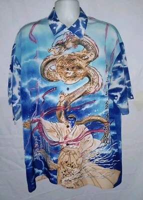 Camisa Hawaiana Canopy Para Hombre XL AOP Dragón Samurai Guerrero Estampado Resort Fiesta Foto 1 de 4