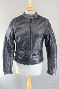 FRANK THOMAS LADY RIDER BLACK LEATHER BIKER JCKT + ARMOUR/THERMAL LINING SIZE 10 - Picture 1 of 9