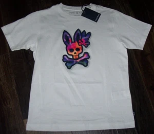 NWT Psycho Bunny WHITE Randolph Pima Cotton Tee Shirt Boys S 7/8 PINK/PURPLE - Picture 1 of 4