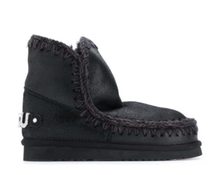 Mou Rhinstone shearling fur logo boots - Picture 1 of 15