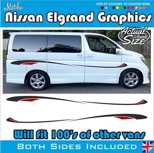 NISSAN ELGRAND MPV Camper Side Stripes Decals Stickers Van Graphics FREE P&P 030 - Picture 1 of 3