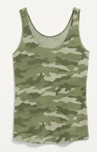 Old Navy First Layer Slim-Fit Rib-Knit Women’s Plus Size 2X Green Camo Tank New - Picture 1 of 1