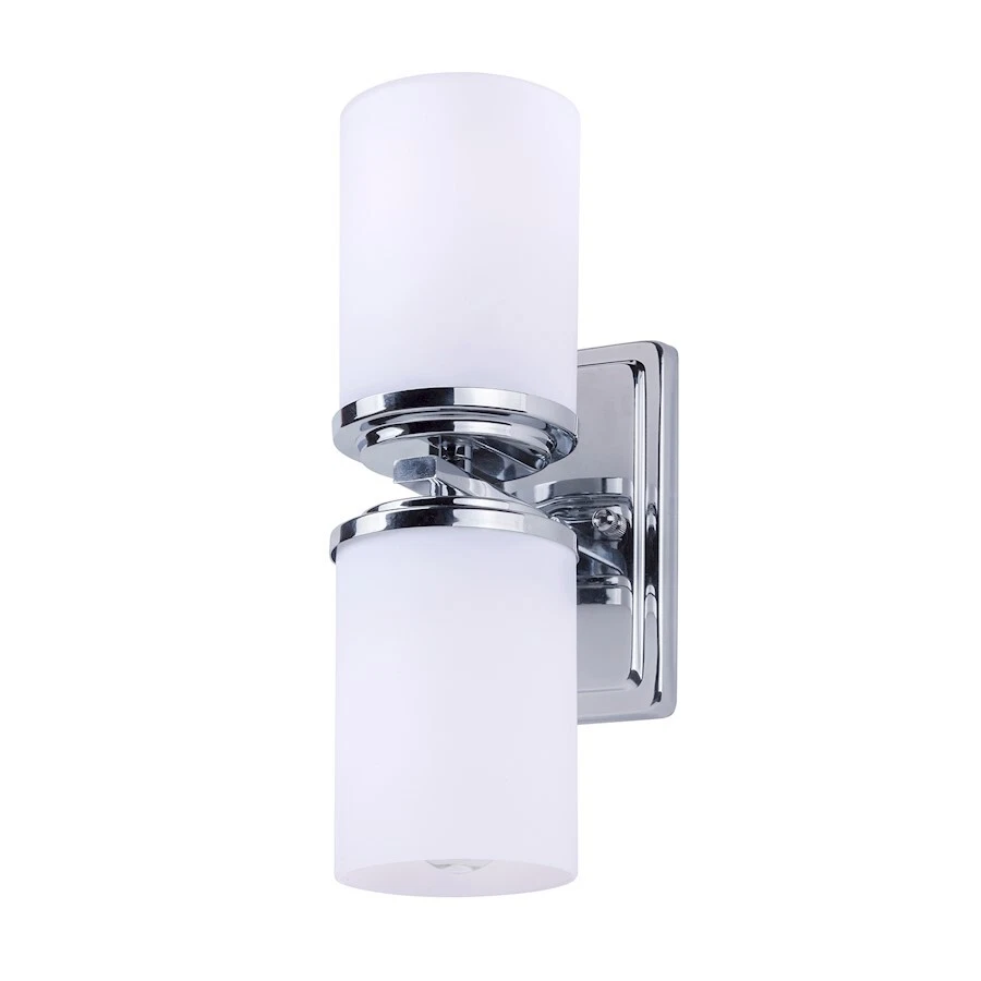 Forte Lighting Duo 2 Light Wall Sconce, Chrome/Satin Opal - 2424-02-05 - Image 1 of 1