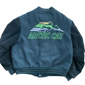 Chaqueta Universitaria De Colección Arcticwear Arctic Cat Moto de Nieve Carreras Cuero Letterman M - Imagen 1 de 7