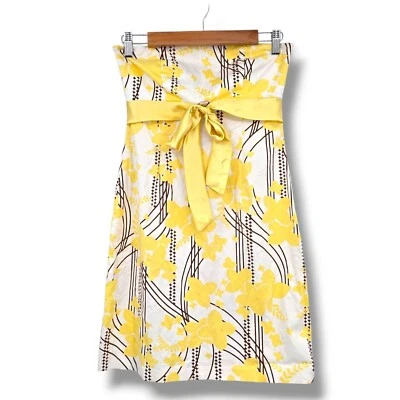 Vestido de fiesta My Michelle Y2K vintage sin tirantes amarillo estampado floral talla 5 Foto 1 de 4