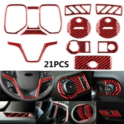 21* Red Carbon Fiber Full Set Interior Trim Cover For Chevrolet Camaro 2010-2015 Foto 1 de 4