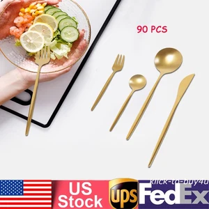 90 Set Tableware Stainless Steel kitchen Utensils Spoon Fork Knives For Party - Picture 1 of 13