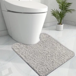 U-Shaped Contoured Toilet Bathroom Rugs Non Slip and Absorbent Ultra Soft Shaggy - Picture 1 of 5