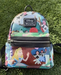 Loungefly Disney Heart Logo Mary Blair Alice in Wonderland Mini Backpack OG - Picture 1 of 12