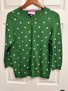 Cárdigan para mujer Talbots Oprah Collection verde bordado punto talla L preppy - Imagen 1 de 8