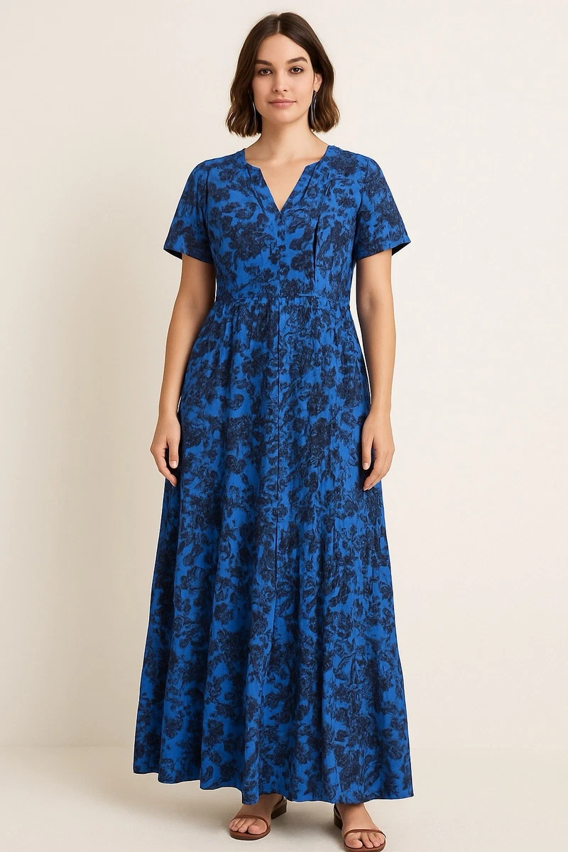 Plus Size Women's Lace Maxi Dress With Pockets - Short Sleeve, Empire Waist, Summer Casual - View #6