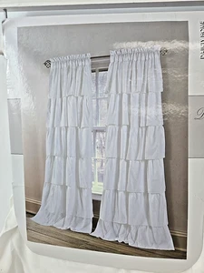Dainty Home Carnival Ruffled Window Curtains White 76'' X 84'' Polyester - Picture 1 of 4