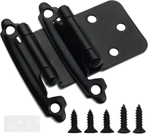 1/2" Overlay Matte Black Cabinet Hinges 50 Pack (25 Pair) Self Closing | Ba - Picture 1 of 9