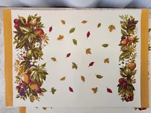4 Tischsets Leinwand Herbst Herbst Blätter Obst Blume Fashion Industries Vintage 2000 - Bild 1 von 12
