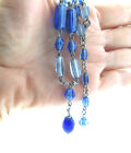 Vintage Blue Glass Bead Wire Art Necklace 8 Mm 16 To 18 Inch