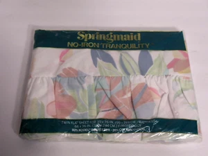 SPRINGMAID NO IRON TRANQUILITY TWIN FLAT SHEET PALMY DAY NEW IN PACKAGE - Picture 1 of 4