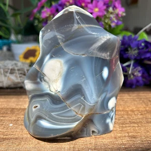710g High Quality Blue Orca Agate Flame Freeform Natural Stone Decor - Picture 1 of 6